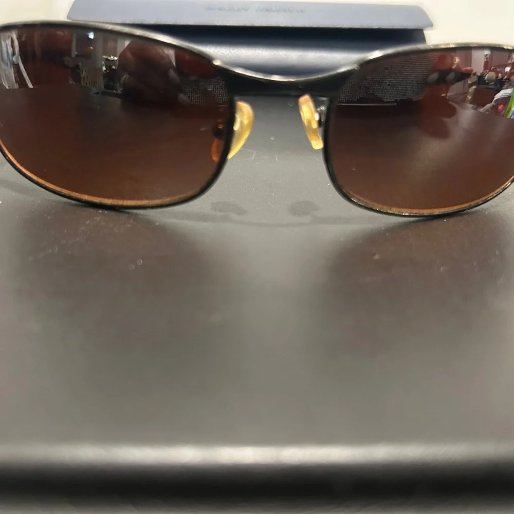 Gun Metal sunglasses brown lens with Warby Parker hard case